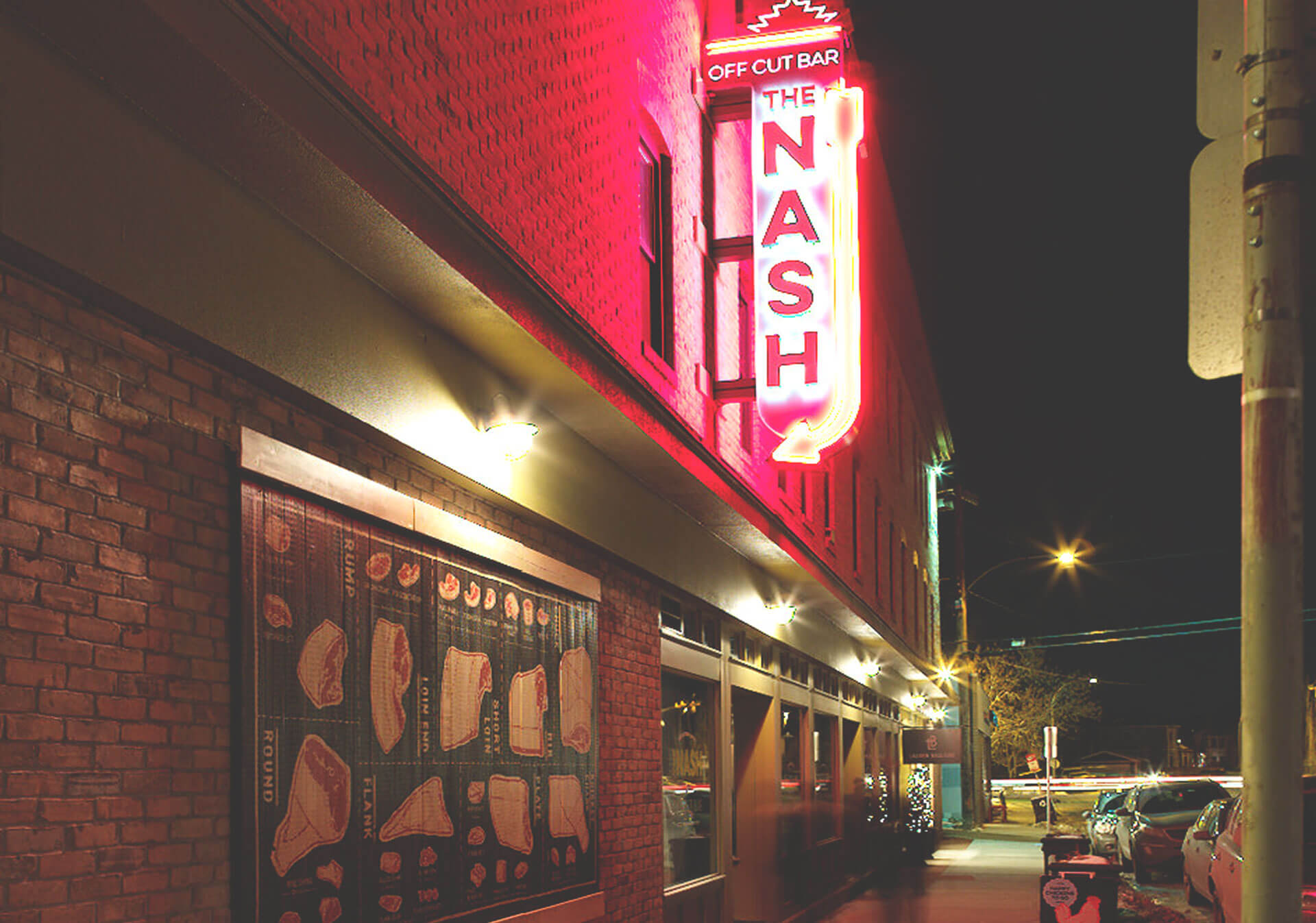 Off Cut Bar at the Nash neon sign