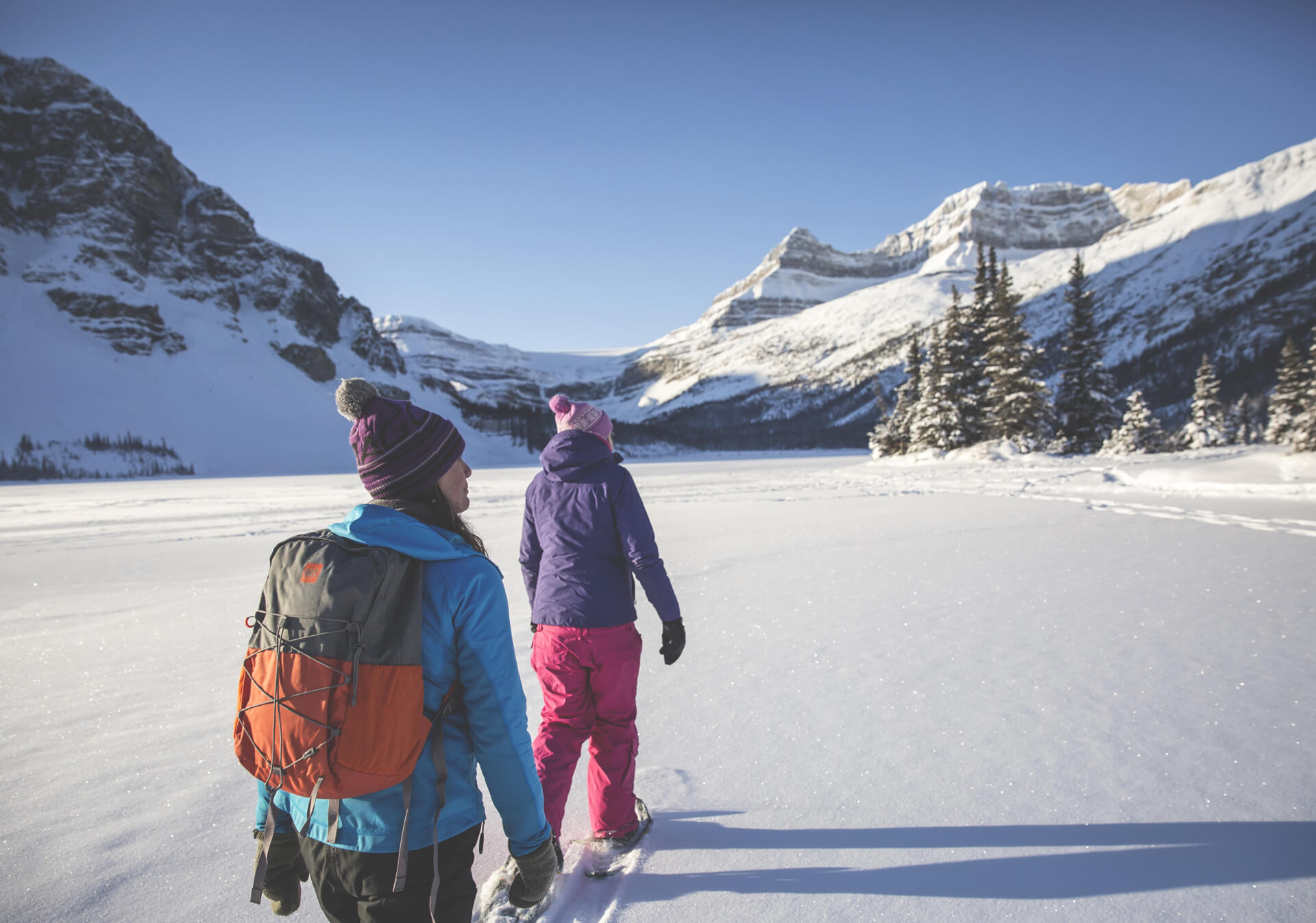snowshoeing through mountains