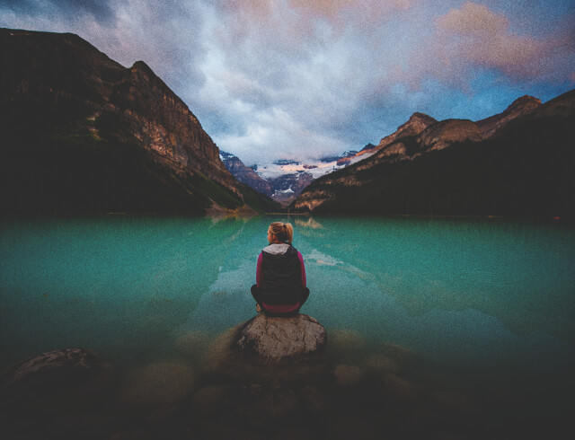 Watching the sunrise over lake louise