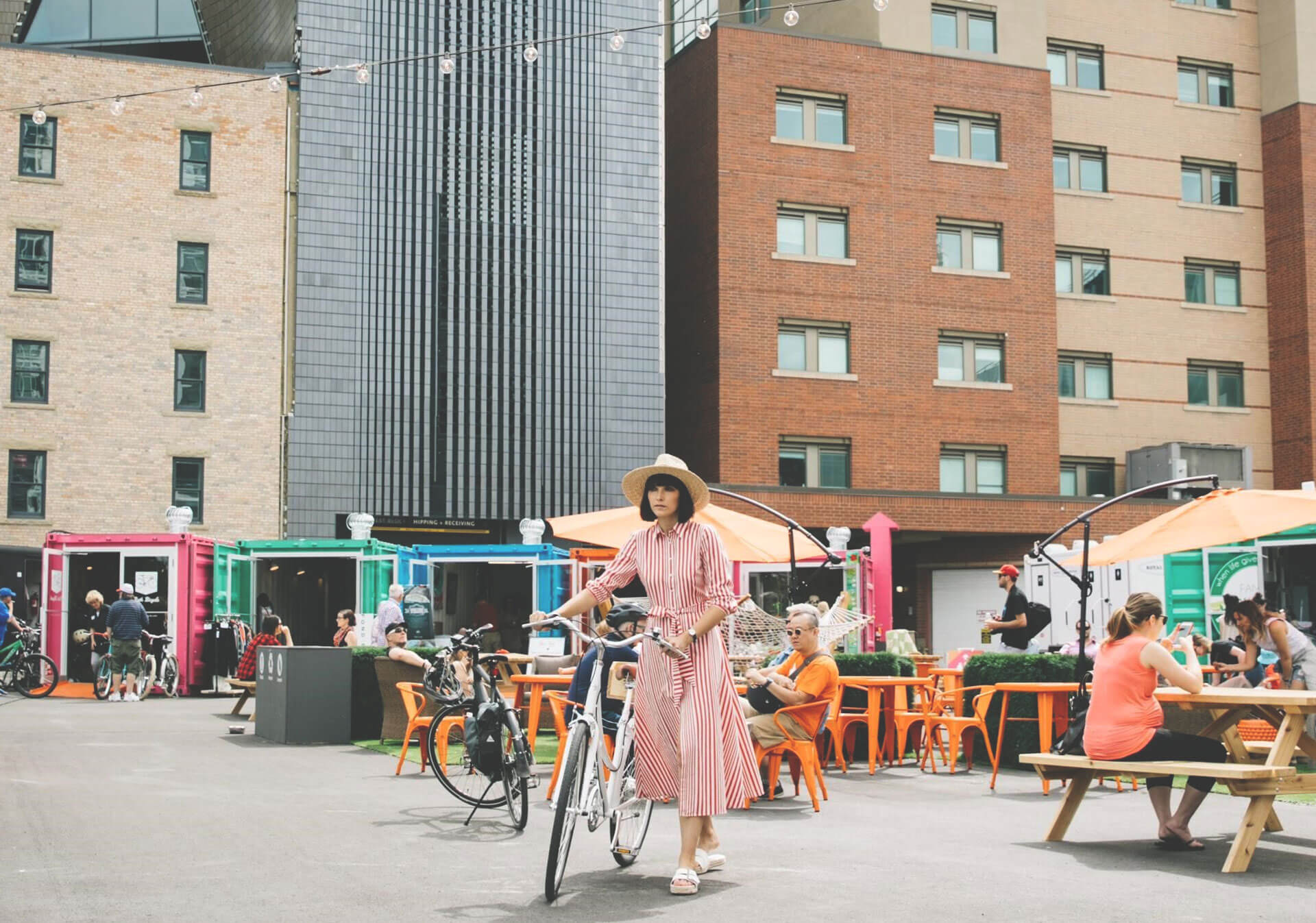Ania B biking through East Village Junction