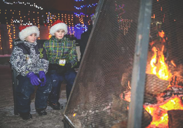 hot chocolate by the fire at ZOOLIGHTS