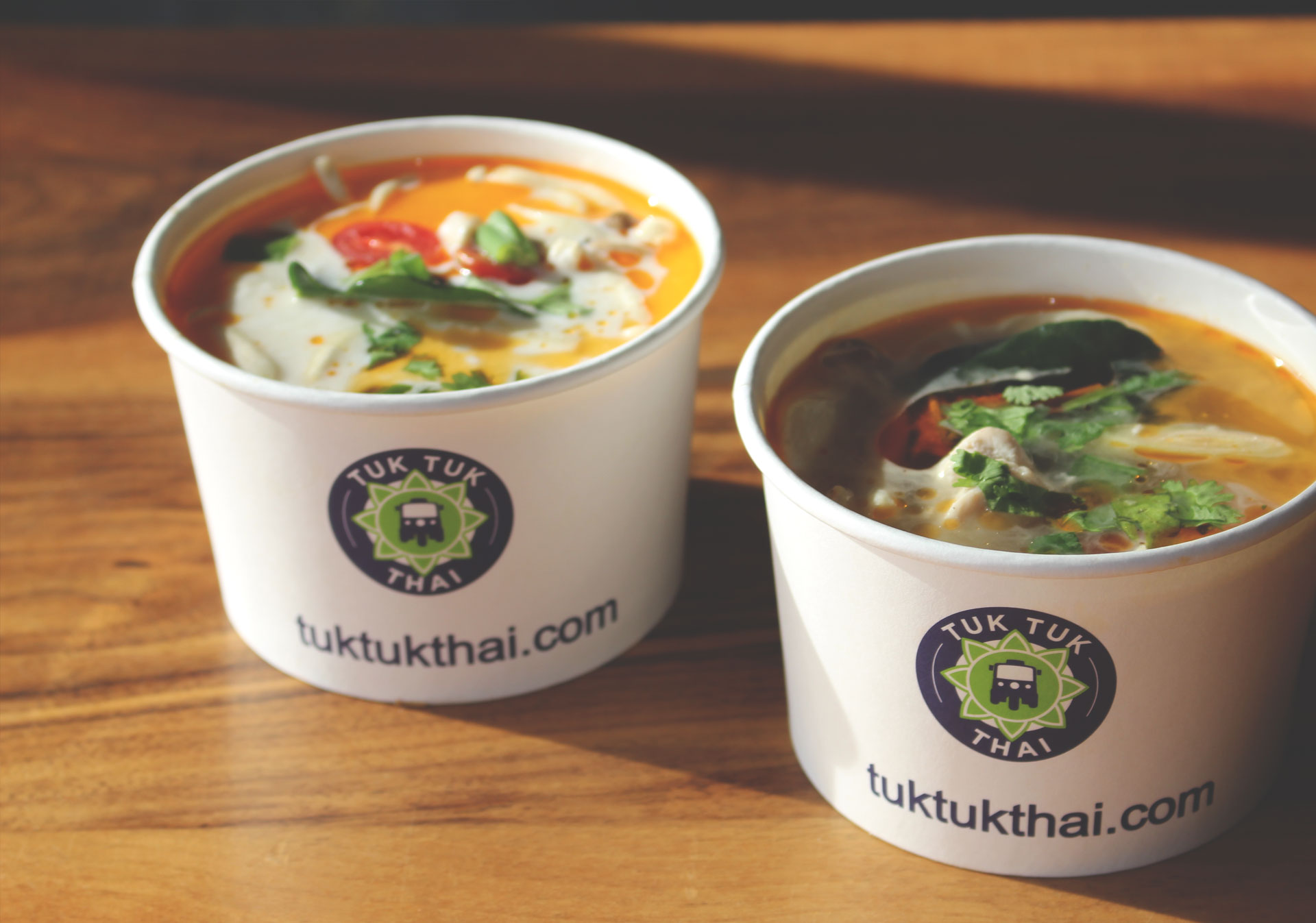 Tom Yum and Thom Kha soup at Tuk Tuk Thai in Calgary.