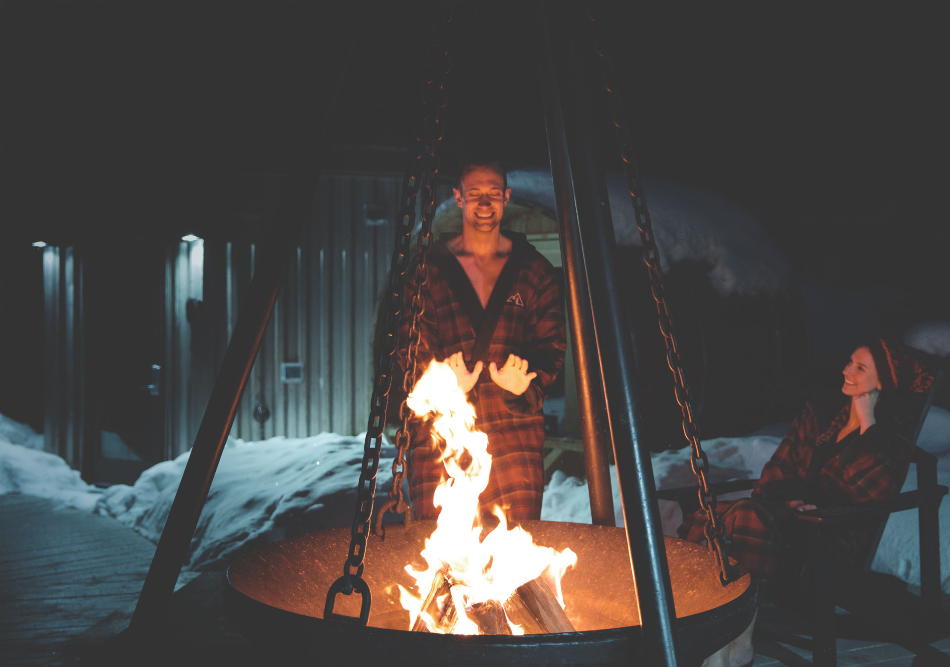 Warm up by the fire cauldrons between cycles (Photo credit: Travel Alberta/Mike Seehagel).