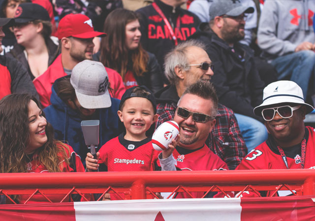 Fans of all ages can cheer on the Calgary Stampeders.
