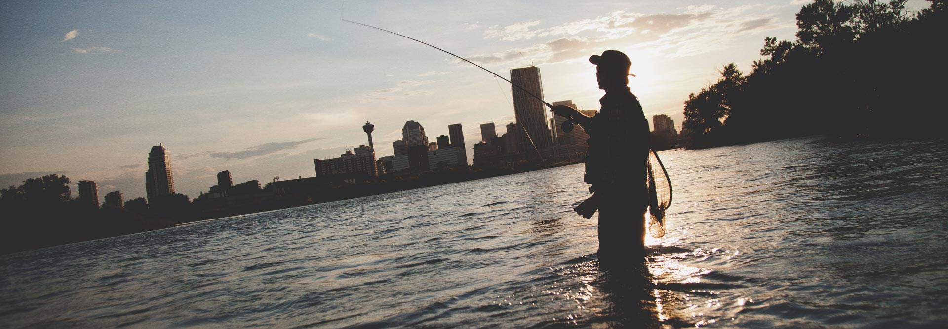 Fly fishing on the bow