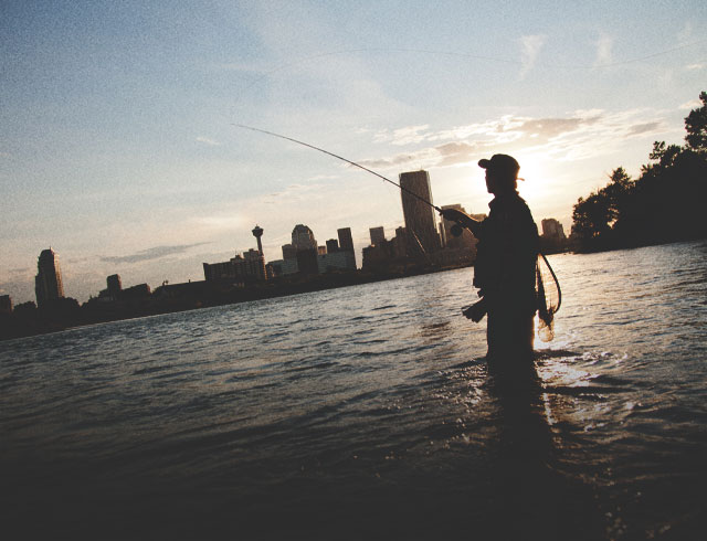 Fly fishing on the bow
