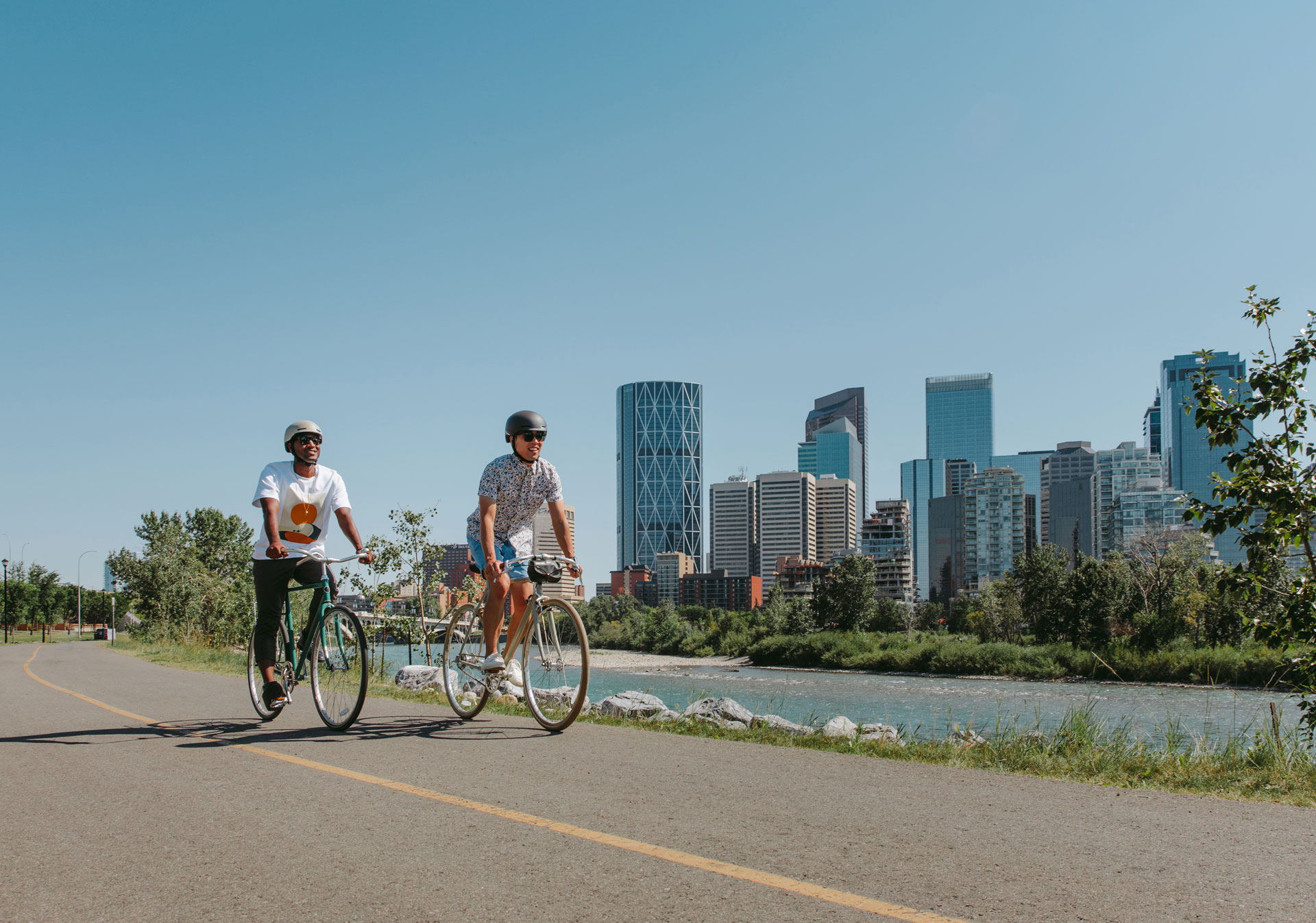 Biking in Calgary (Photo credit: Travel Alberta/Mike Seehagel).
