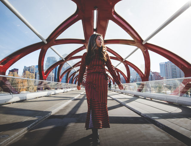 Walking on the Peace Bridge Calgary