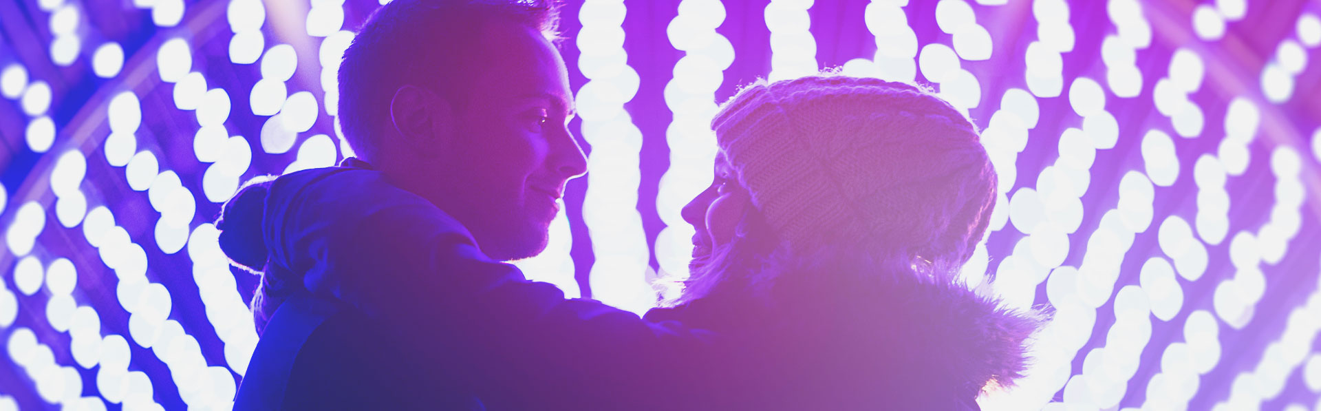 Man and women on a date at Calgary Zoo Lights