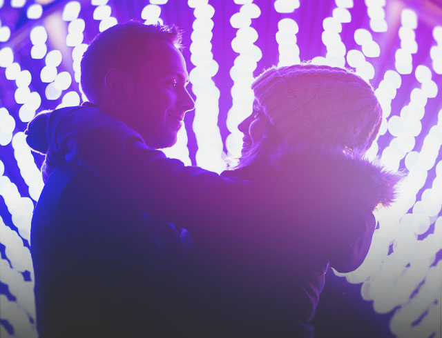 Man and women on a date at Calgary Zoo Lights