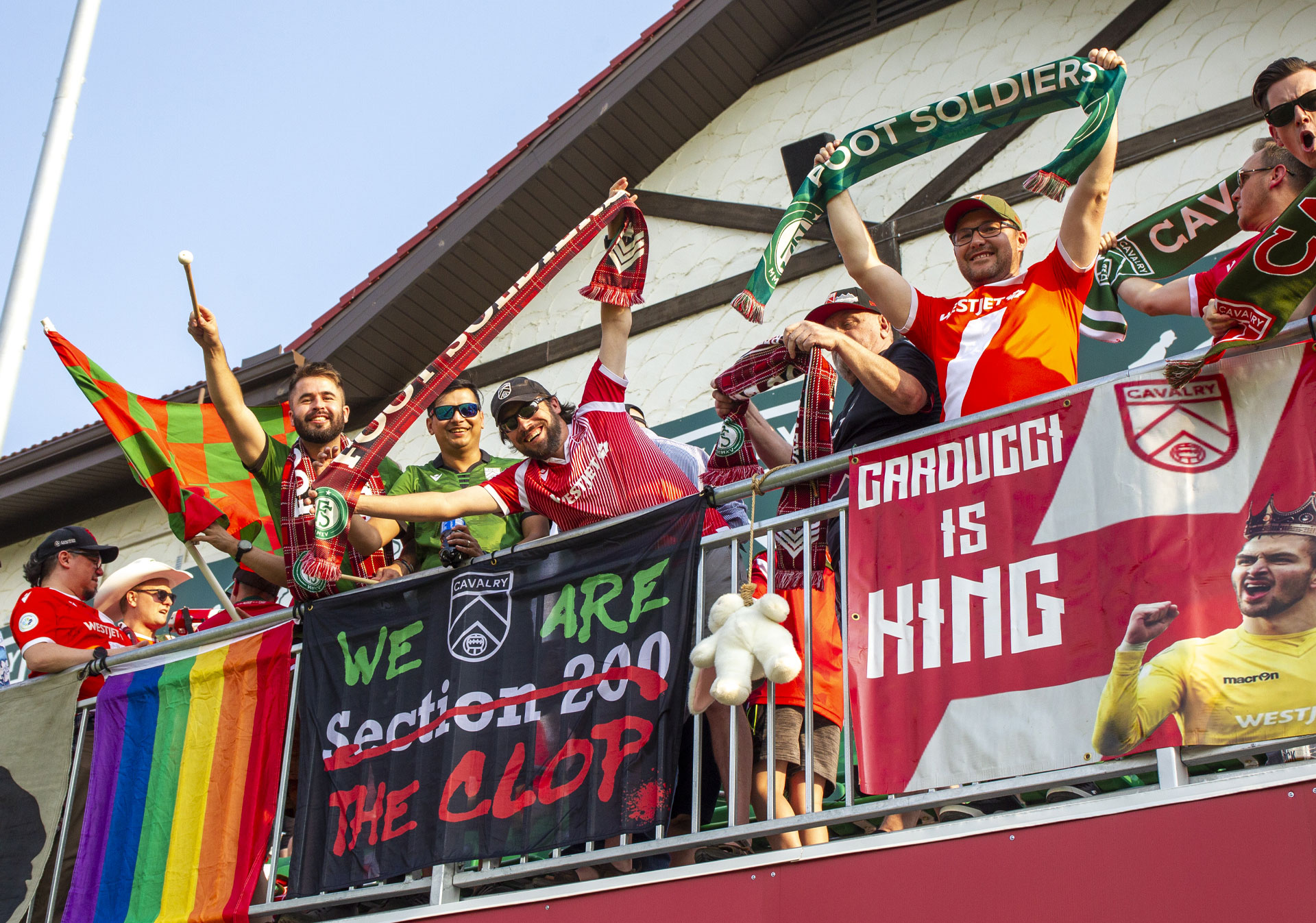 Crowd cheering on the Cavalry FC 