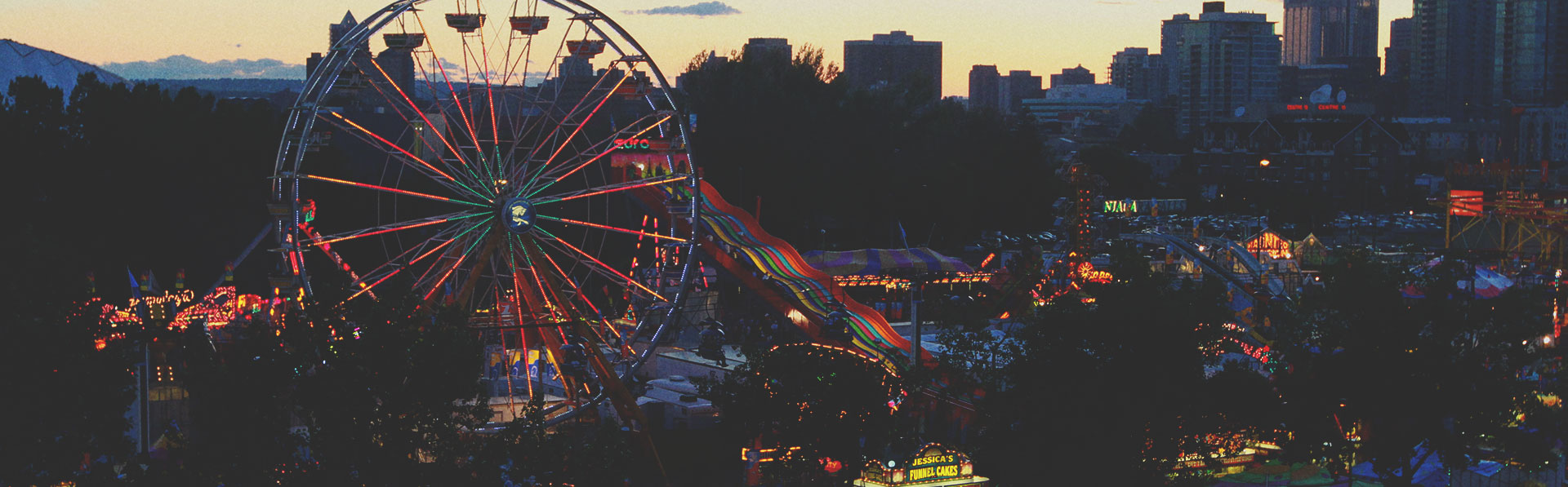 Calgary Stampede grounds at sunset