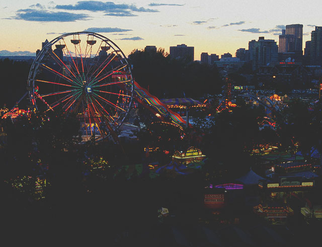 Calgary Stampede grounds at sunset