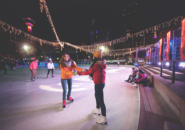 Ice skating in Olympic Plaza
