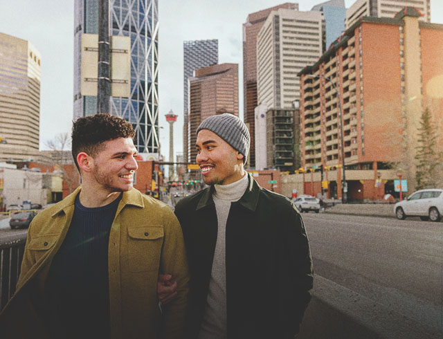 Couple exploring Calgary's Chinatown