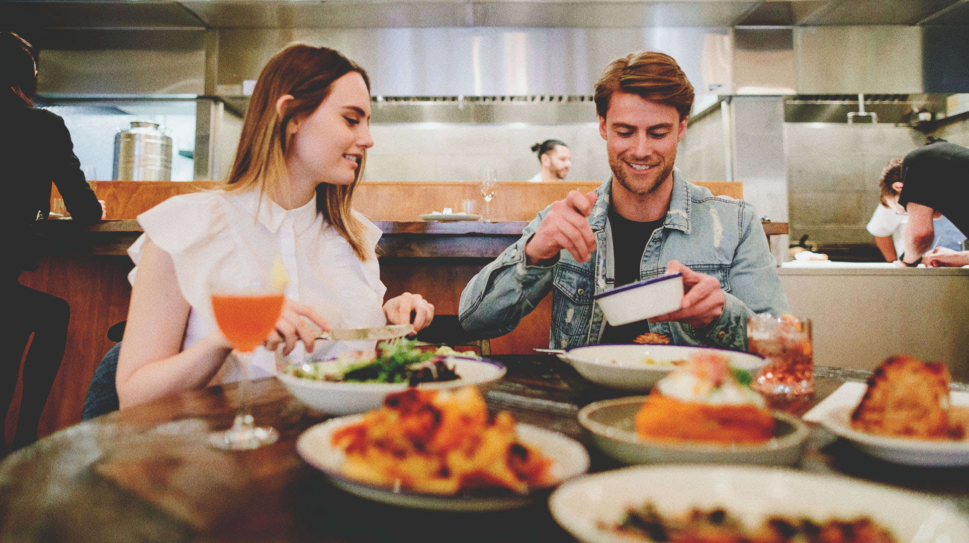 Couple having dinner at Ten Foot Henry