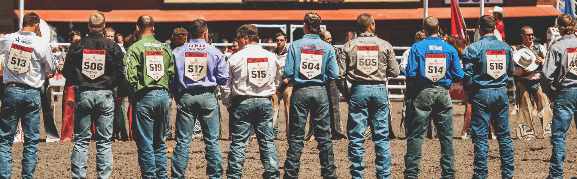 Cowboys lined up at the Calgary Stampede
