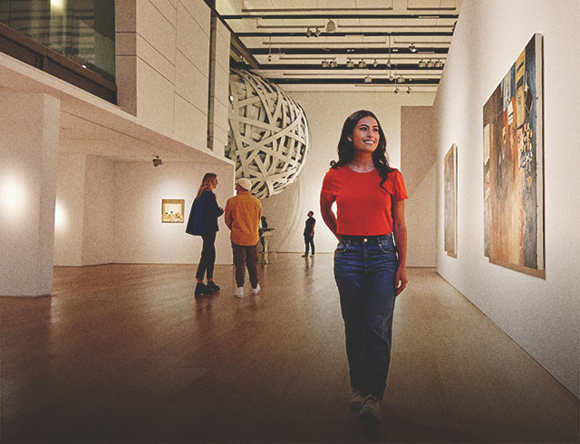 People exploring Esker Foundation, a free gallery in Calgary's Inglewood