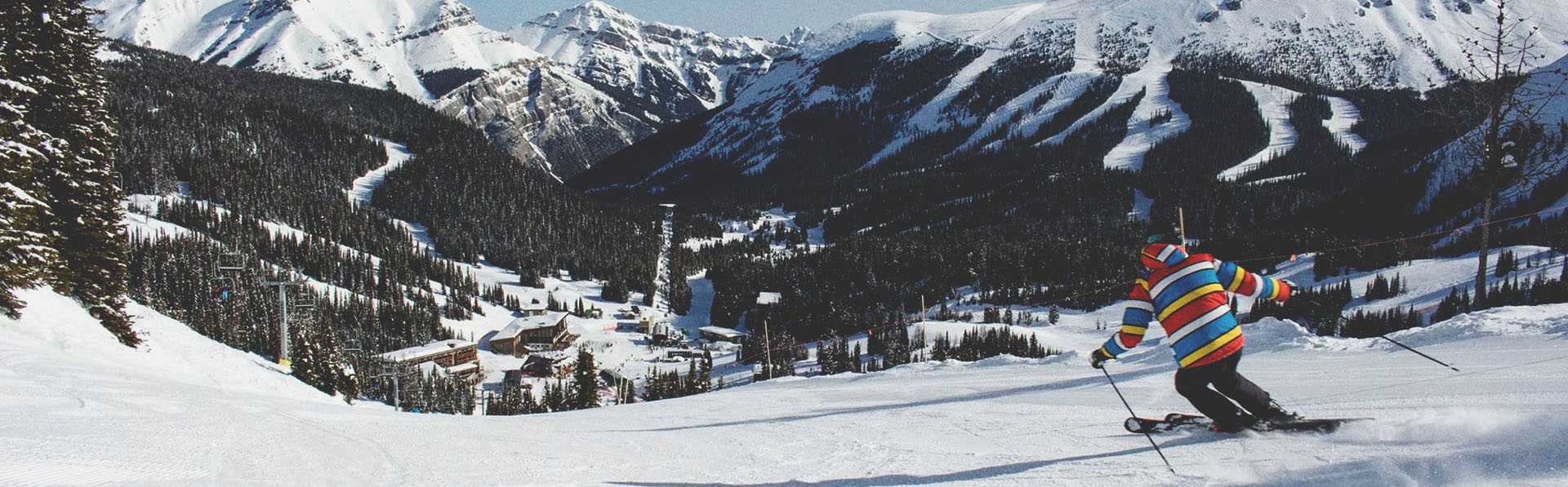 downhill skier at Sunshine Village ski resort