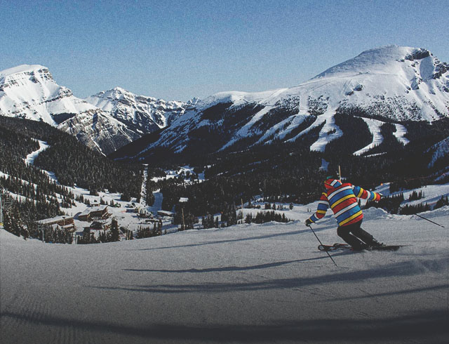 downhill skier at Sunshine Village ski resort