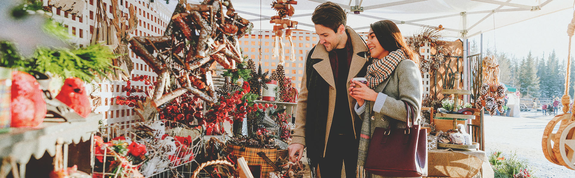 couple shopping at Millarville Christmas Market