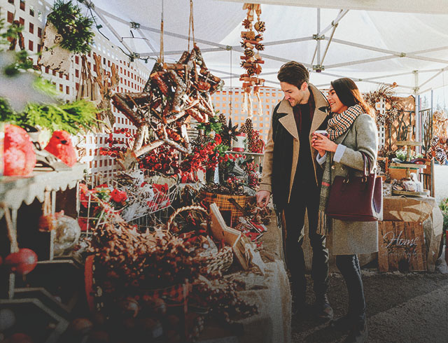 couple shopping at Millarville Christmas Market