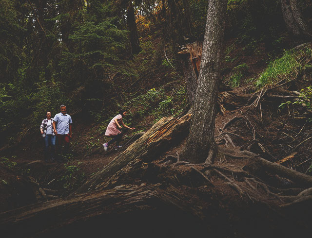 people hiking in Douglas Fir