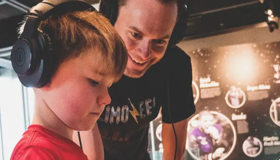 Father and Son at Studio Bell
