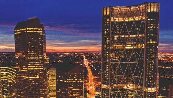 Downtown Calgary Skyline at night