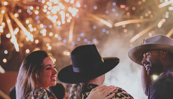 friends watching the Fireworks Extravaganza at Calgary Stampede