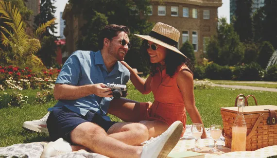 a couple picnicking at Central Memorial Park
