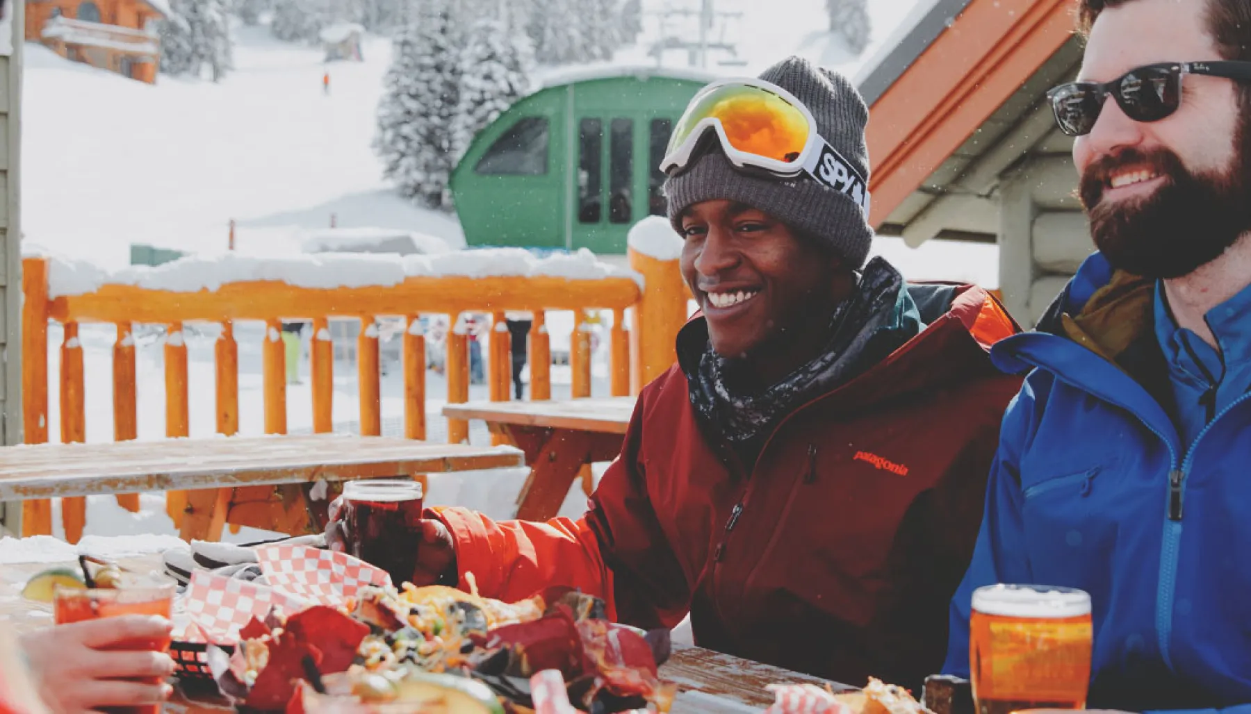 skiers enjoying lunch at Sunshine Village ski resort