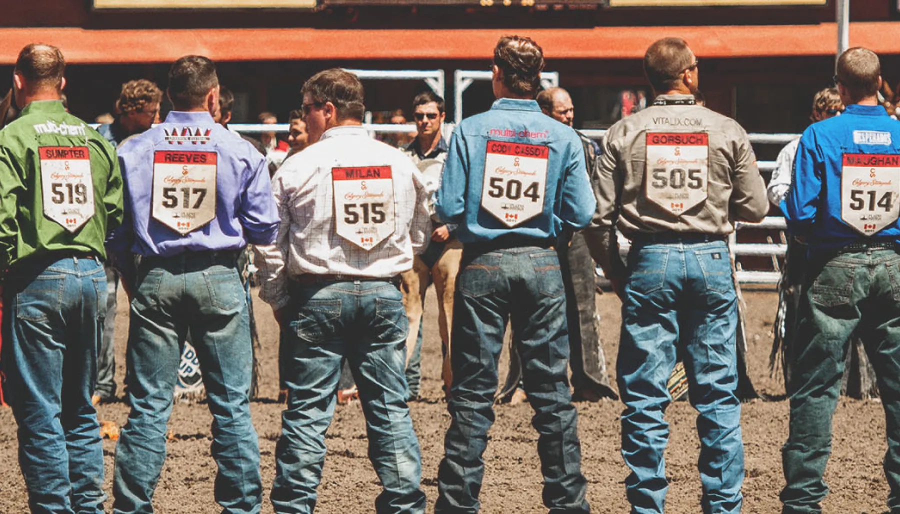 Cowboys lined up at the Calgary Stampede