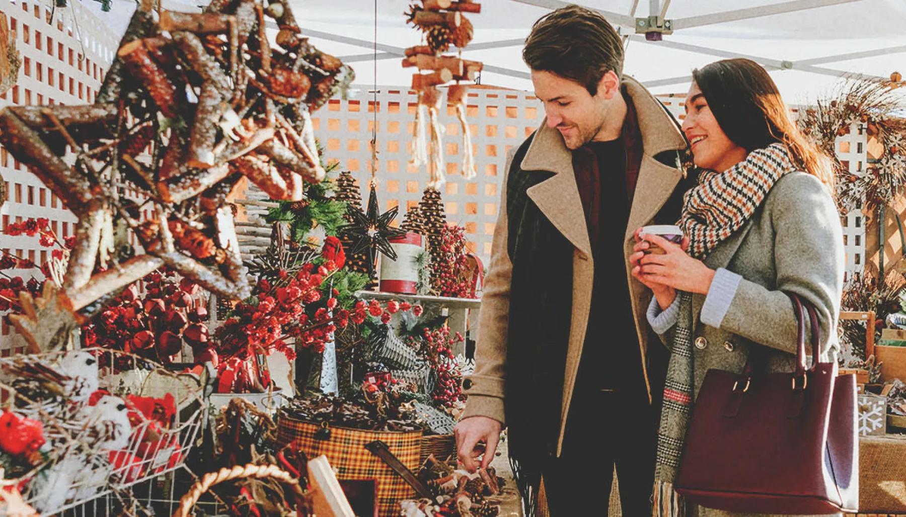 couple shopping at Millarville Christmas Market