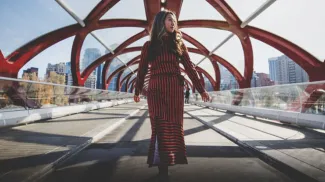 Walking on the Peace Bridge Calgary