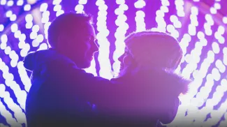 Man and women on a date at Calgary Zoo Lights