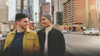 Couple exploring Calgary's Chinatown
