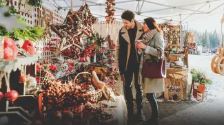 couple shopping at Millarville Christmas Market