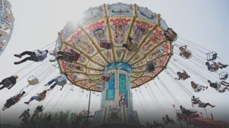 elevated swing ride at the Calgary Stampede midway