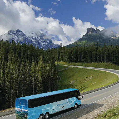 Bus tour in mountains