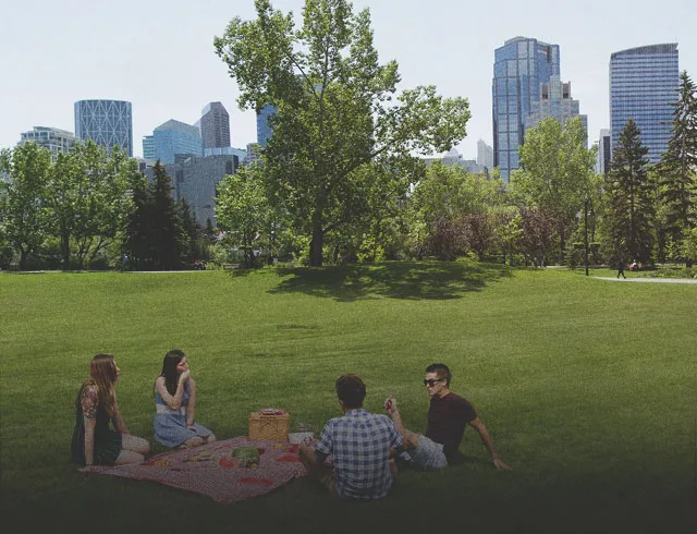 Having a picnic at Prince's Island Park  