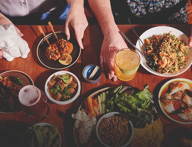 dinner spread at Lulu Bar