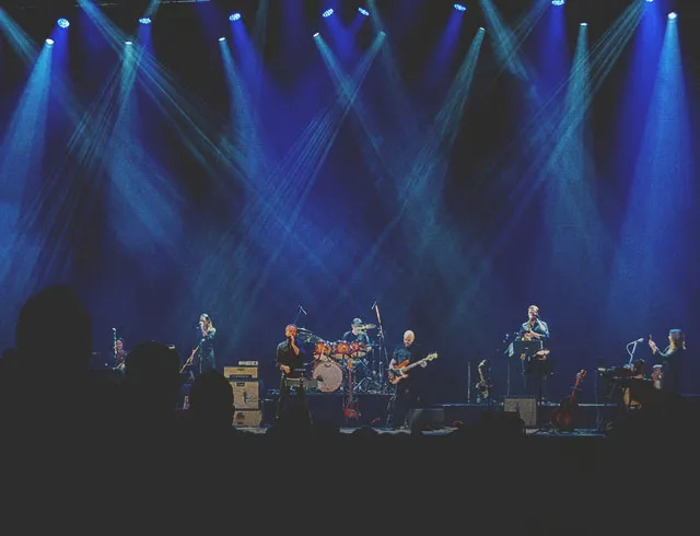 a band performing on stage