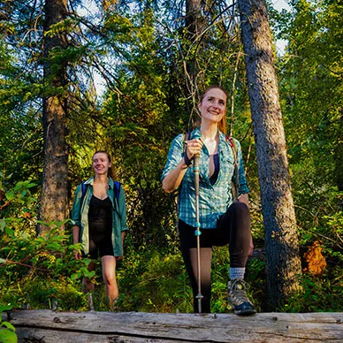 two women hiking