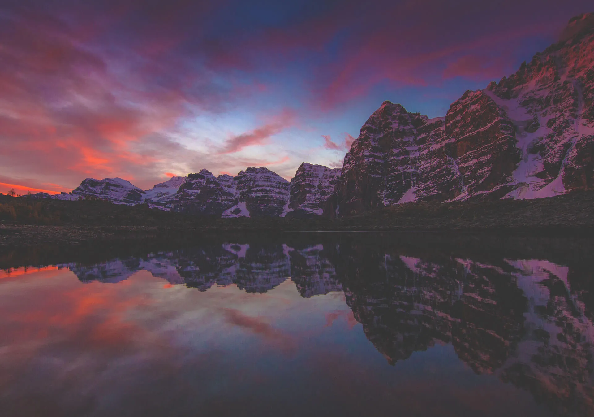 Banff sunset over a lake 