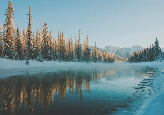 Bow River with Rockies in the Horizon