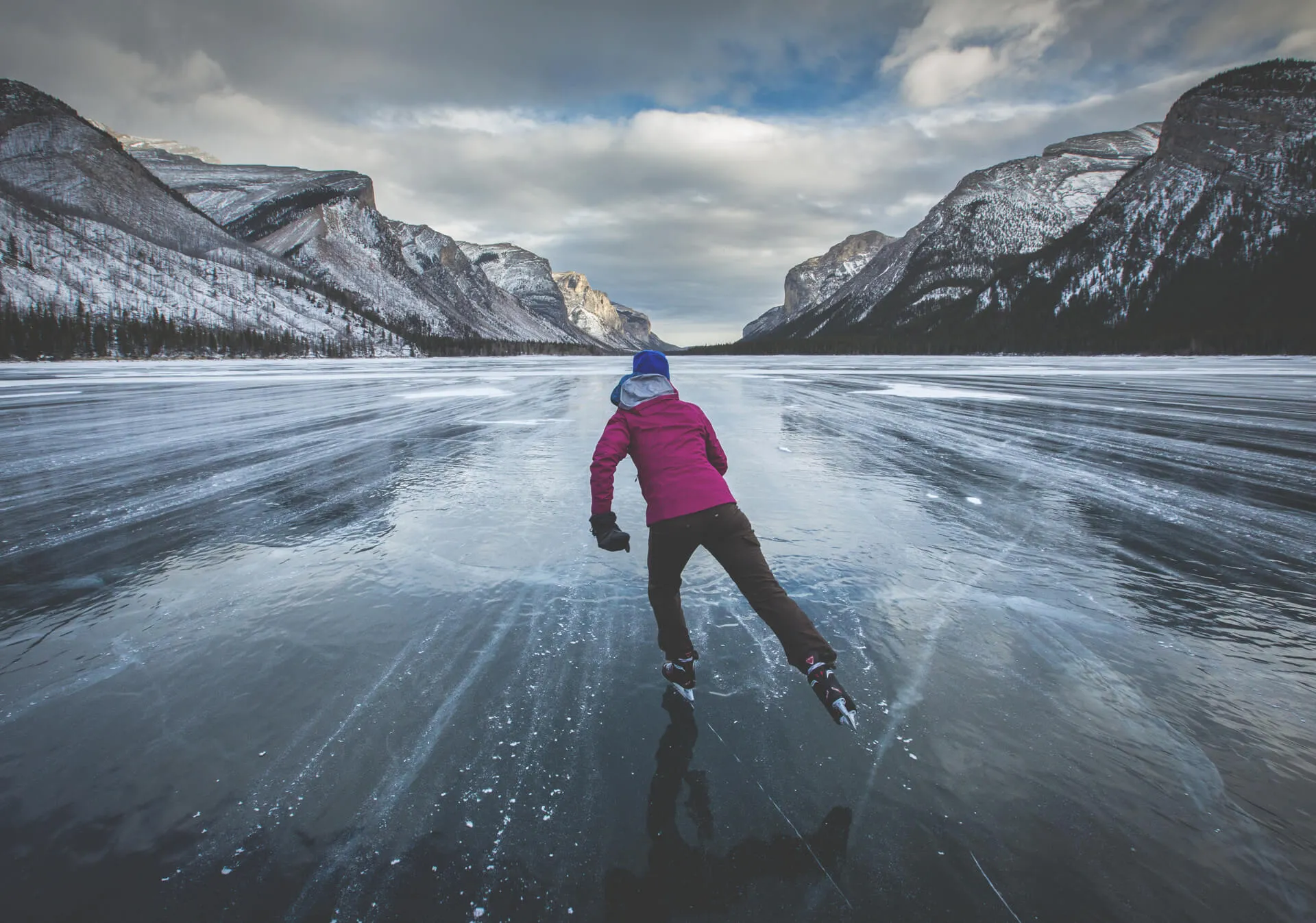 Ice Skating on Lake Minnewanka