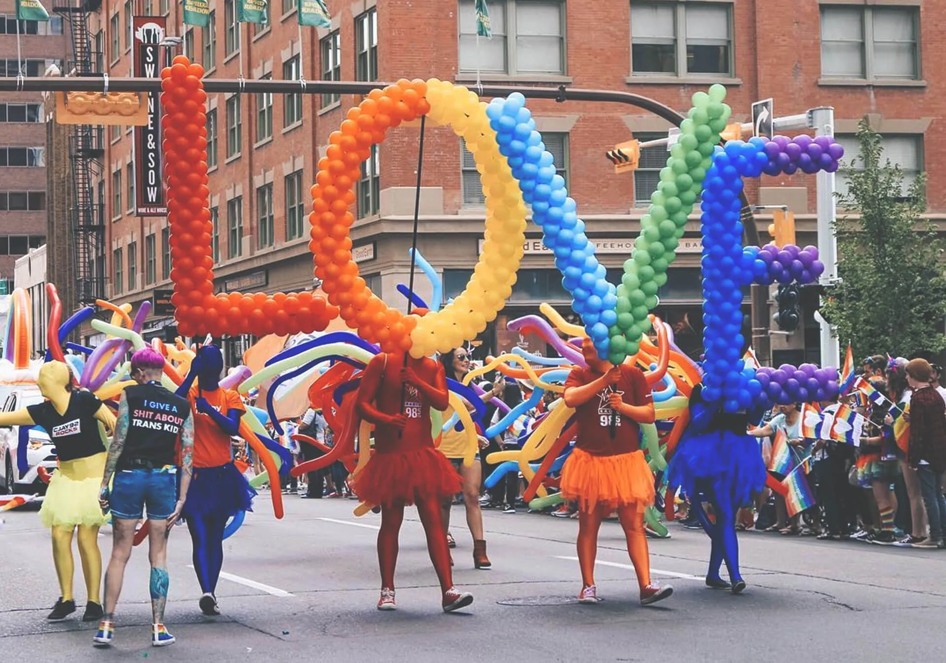 Colourful balloons spelling love