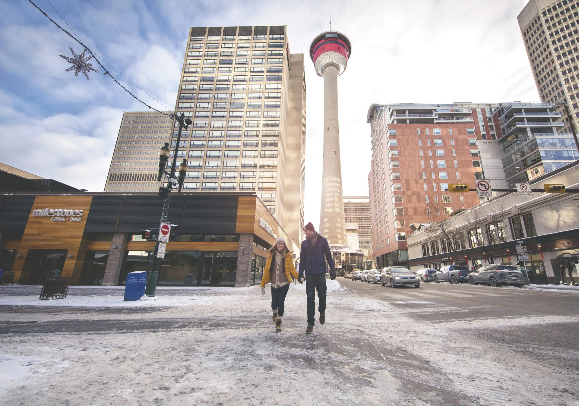 Calgary Tower from Stephen Avenue Walk (Photo credit: Travel Alberta/Roth & Ramberg)