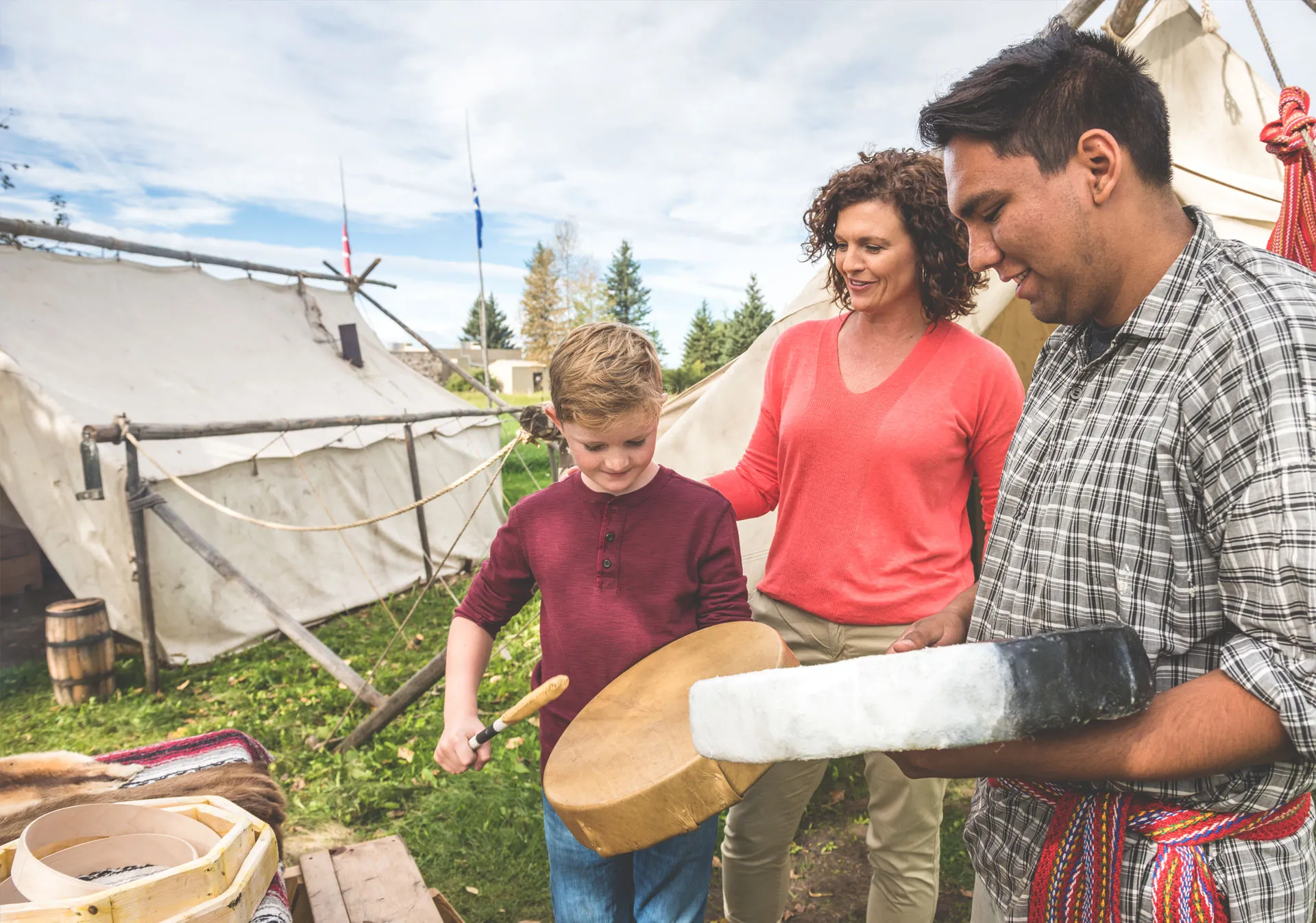 Drumming at Rocky Mountain House National Historic Site.